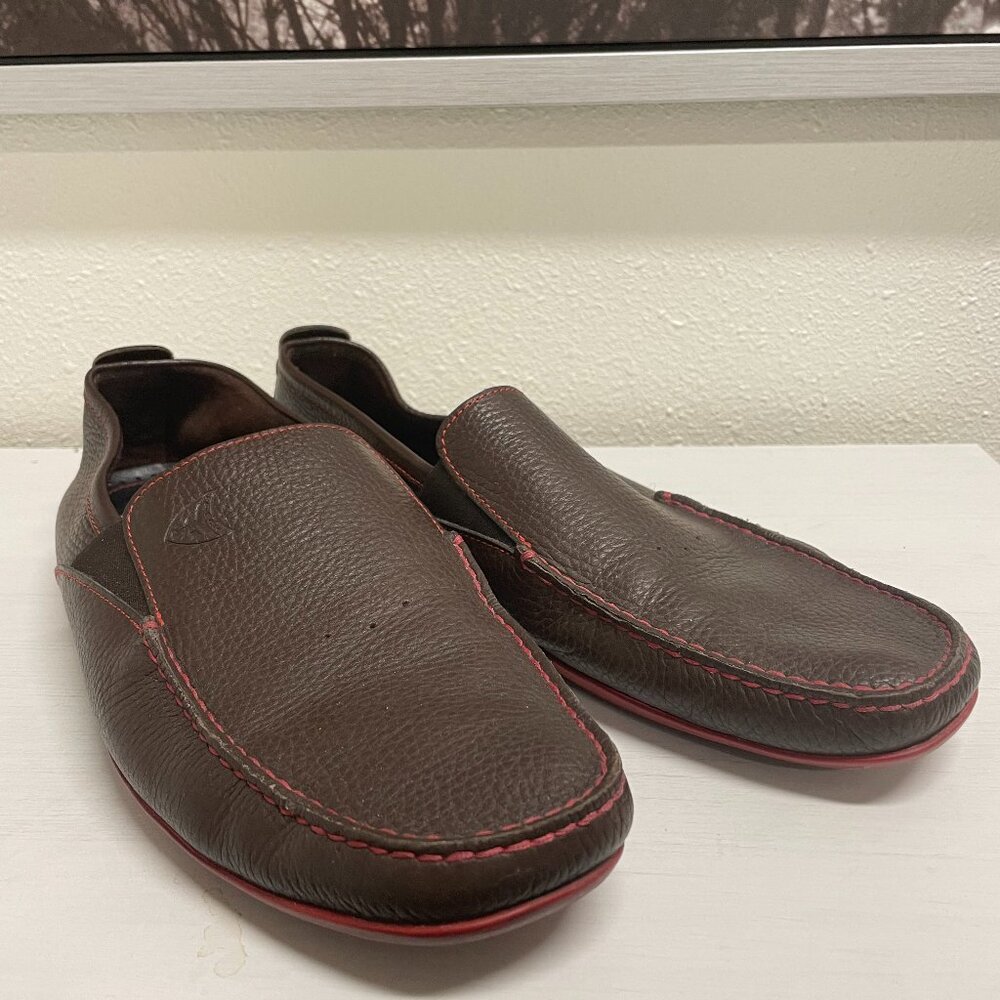 Michael Toschi Onda SE Driving Shoes Chocolate/Red Sole - Picture 2 of 5